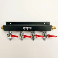 CO2 Distributor 4-Way W/ 1/4" MFL Shutoffs Lead-Free